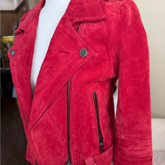 BLANK NYC RED MOTO JACKET XS SUEDE - Picture 3 of 6